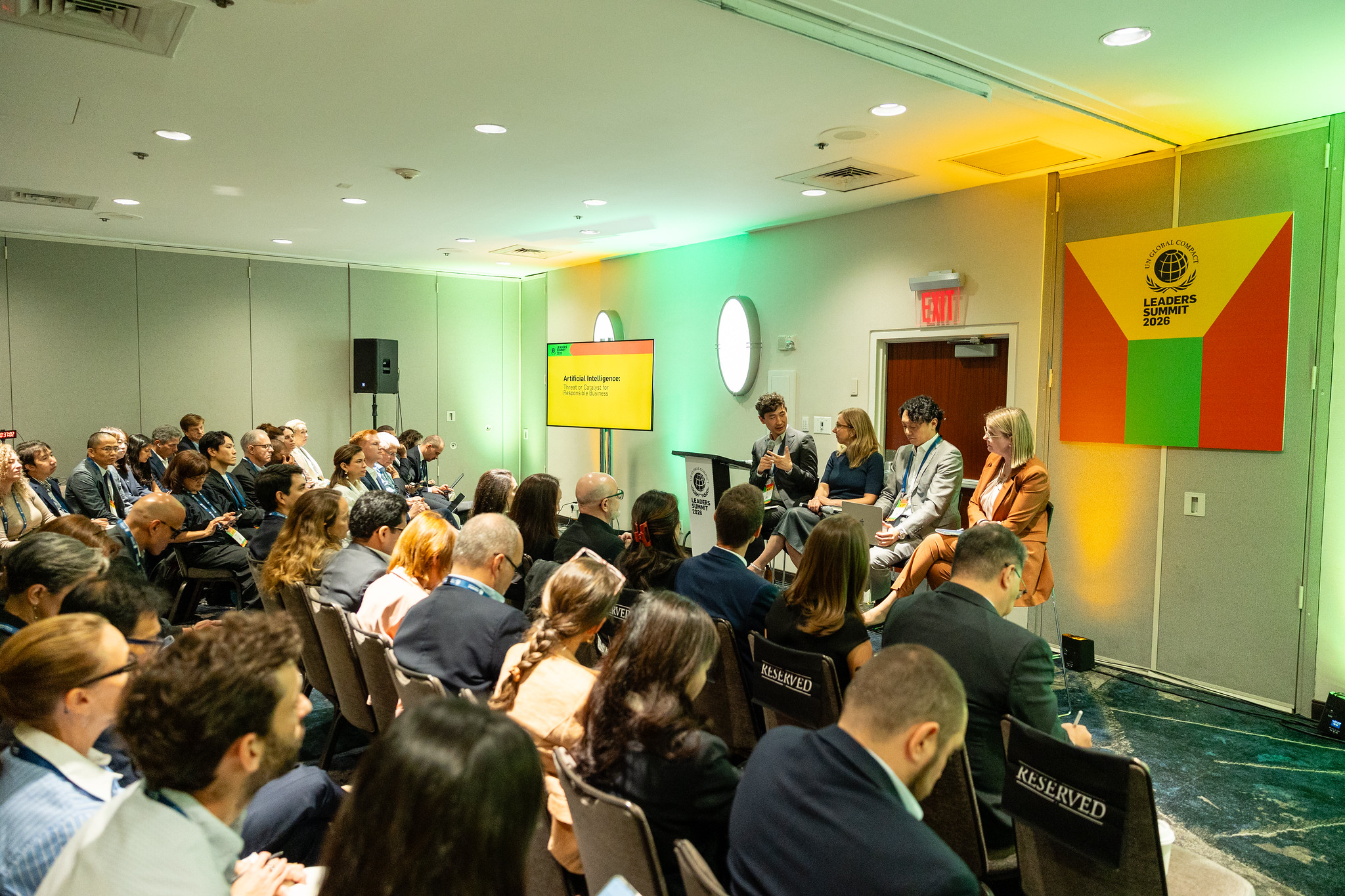<span class="cf0">The session “Artificial Intelligence: Threat or Catalyst for Responsible Business?” at the UN Global Compact Leaders Summit.</span>